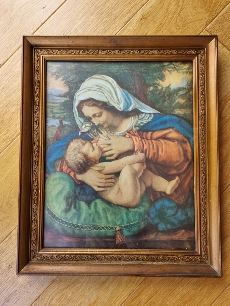 Obraz Matka z dzieciątkiem w drewnianej ramie