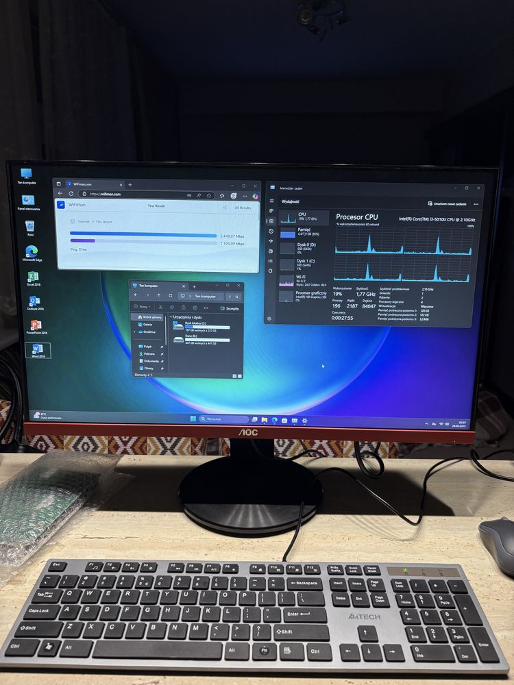 Komputer, mini PC Intel NUC i3 5010U/8GB DDR3/M2 256GB+480GB/win11pro