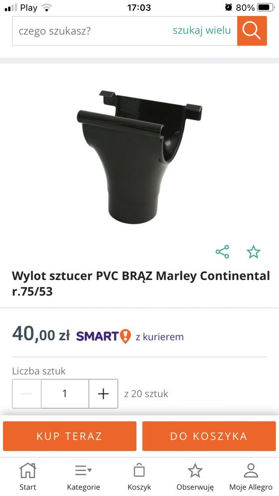 Marley 75 zestaw brąz lej spustowy plus rzygacz za połowe ceny