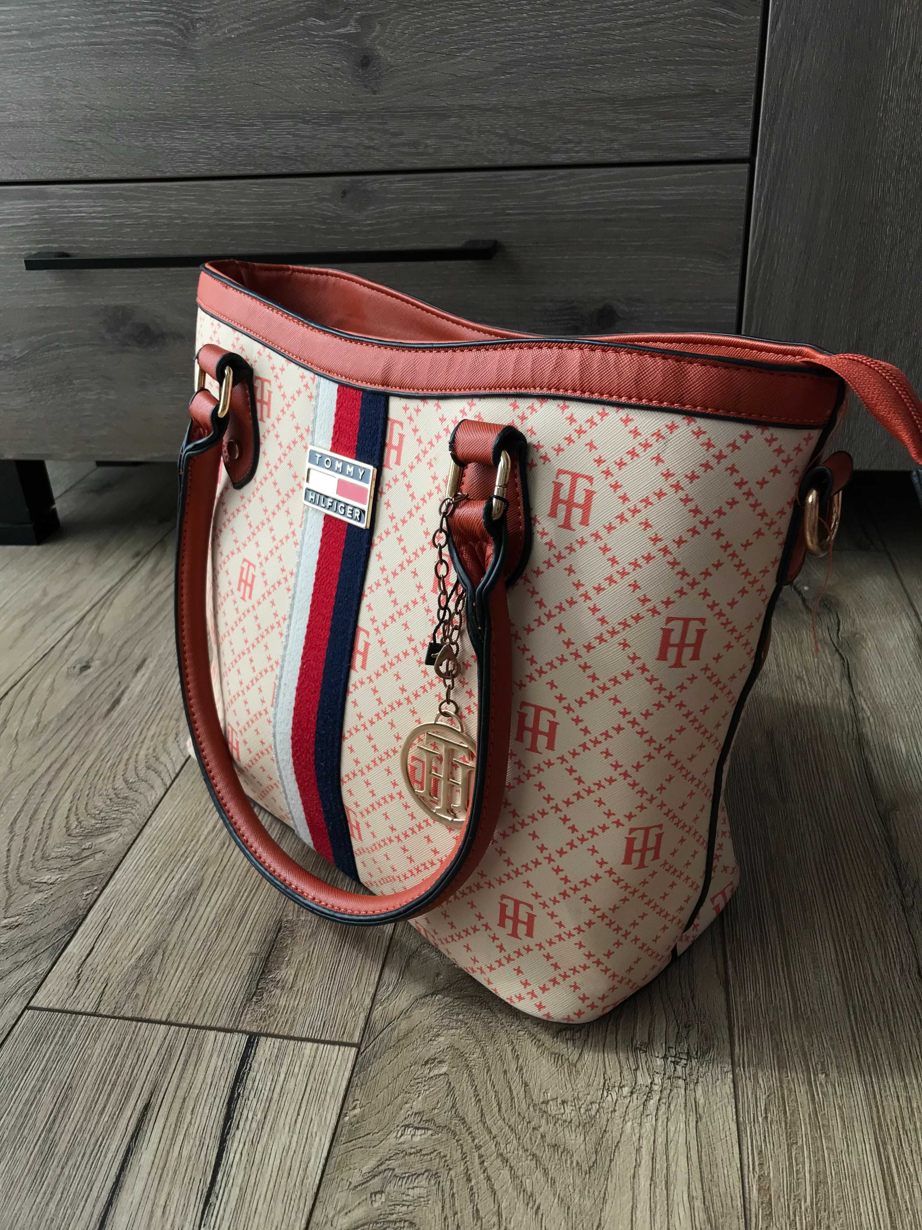 Duża torebka damska Tommy Hilfiger Jacquard Button