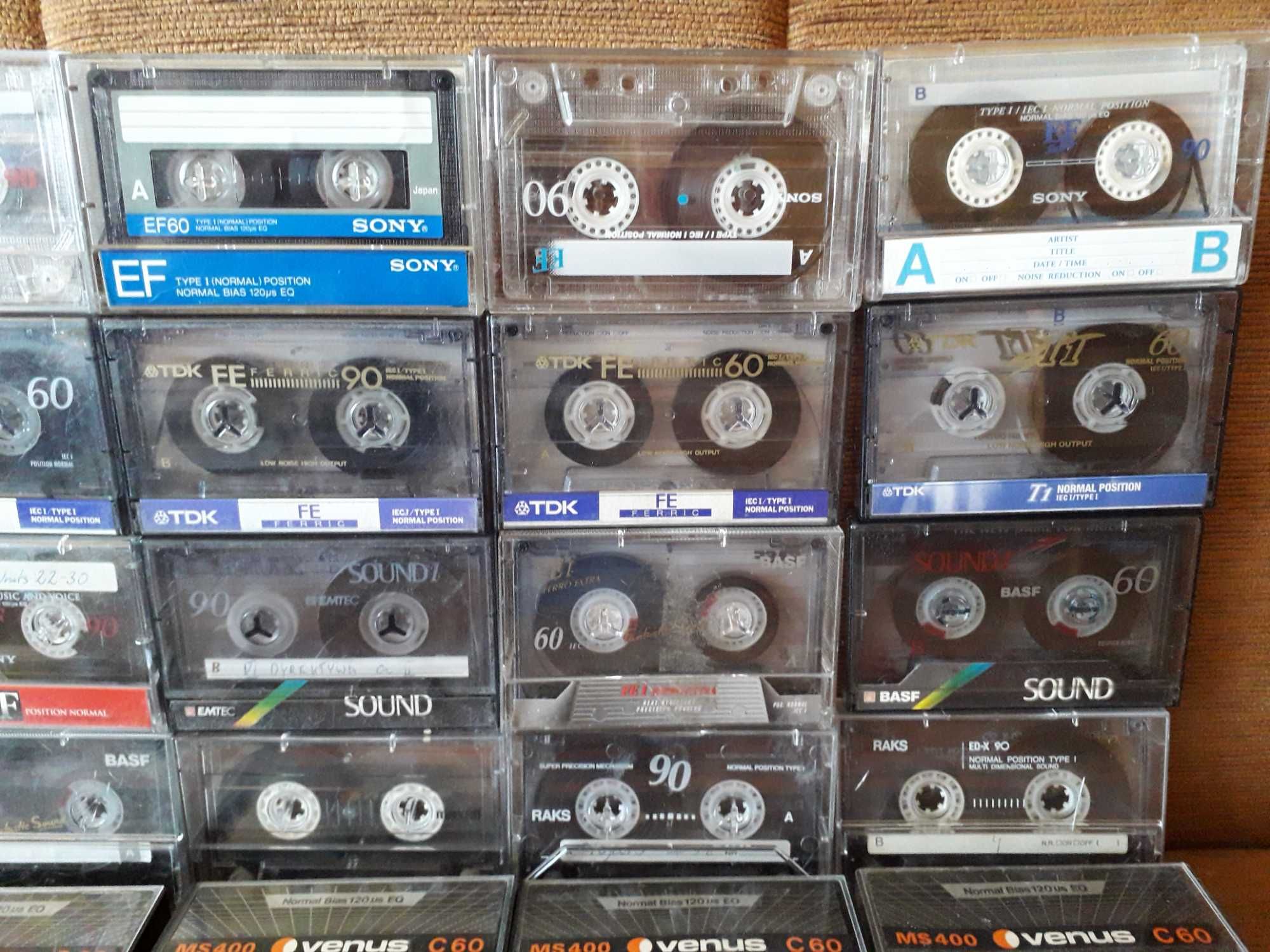 Kasety magnetofonowe-czyste-do nagrań-używane-BASF,SONY,TDK-30 sztuk