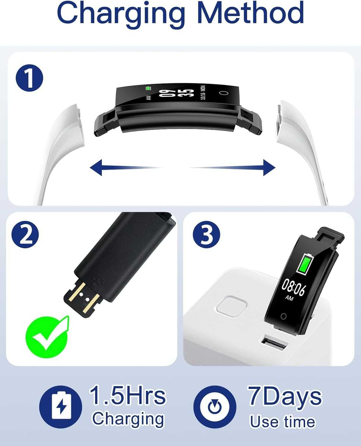 GRV Zegarek z Krokomierzem, Monitor Snu i Kalorii, Bez Bluetooth szary
