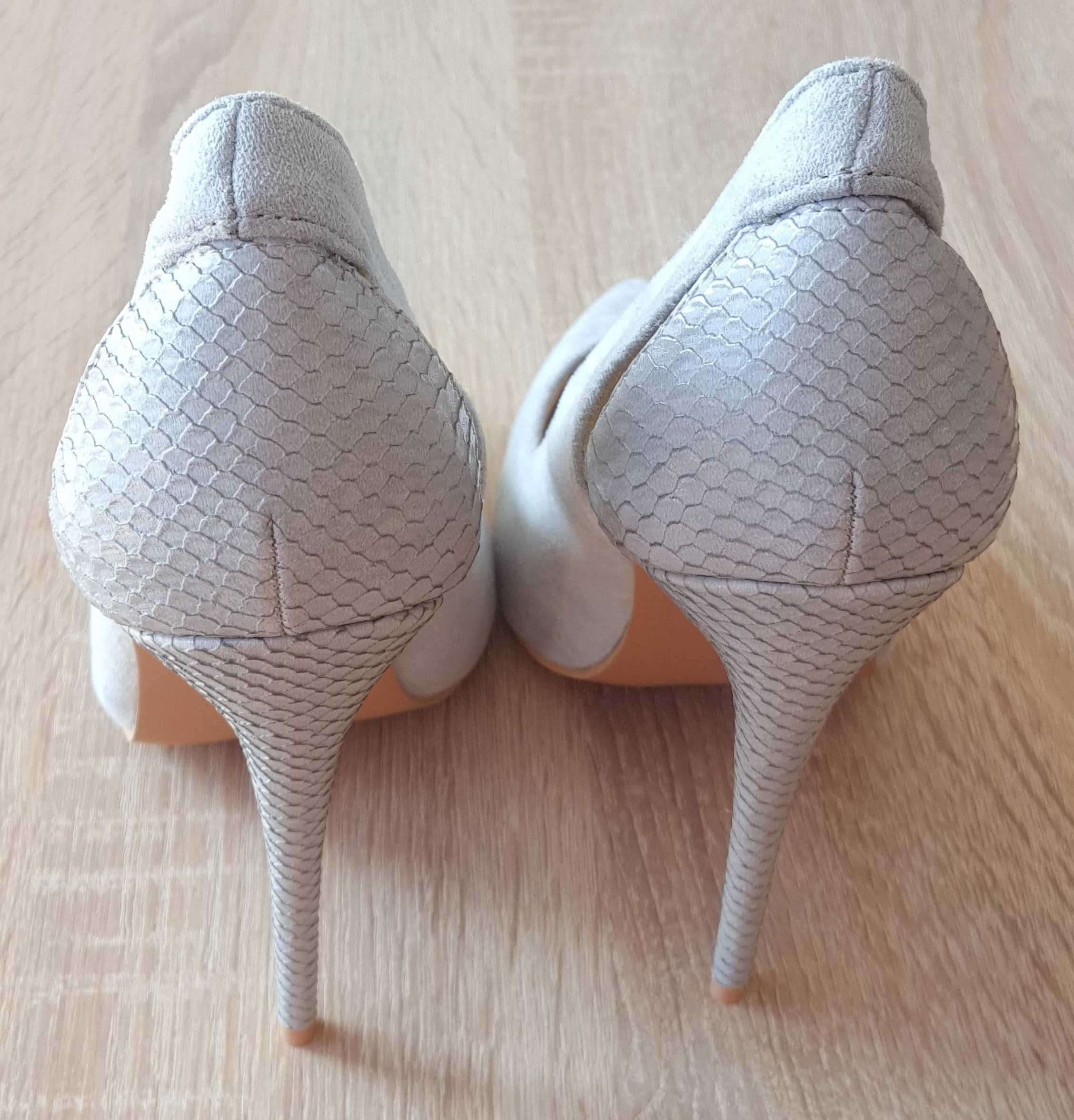Nowe buty Lost Ink 40 szare szpilki obcasy wysokie eleganckie szpic