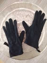 Rękawiczki czarne zamszowe damskie