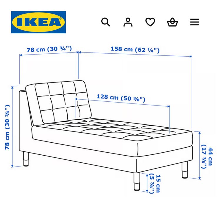 Ikea Landskrona leżanka szezlong czarna skóra
