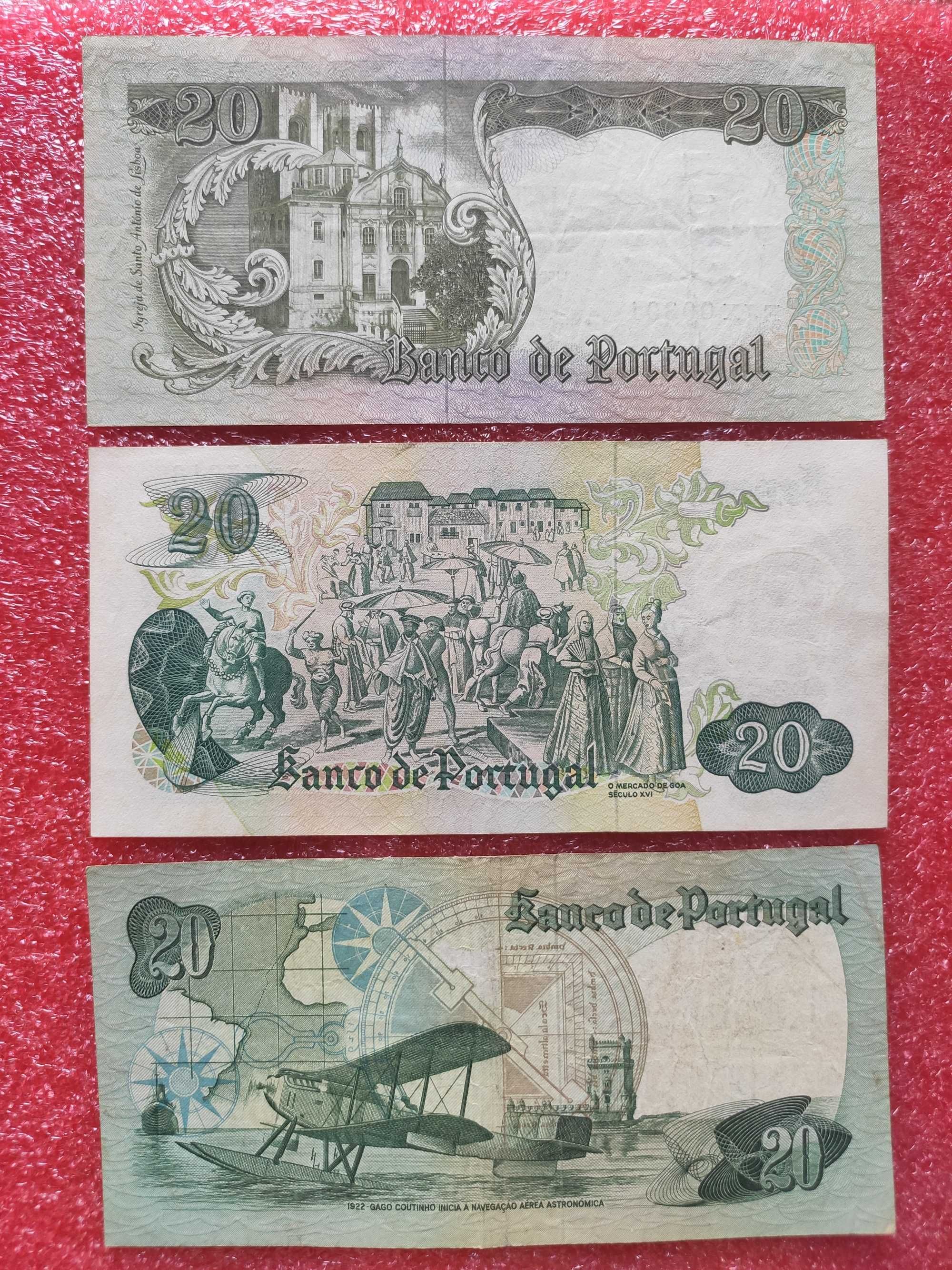 Notas escudos - 20$ 1964, 20$ 1971, 20$ 1978 (RESERVADAS)