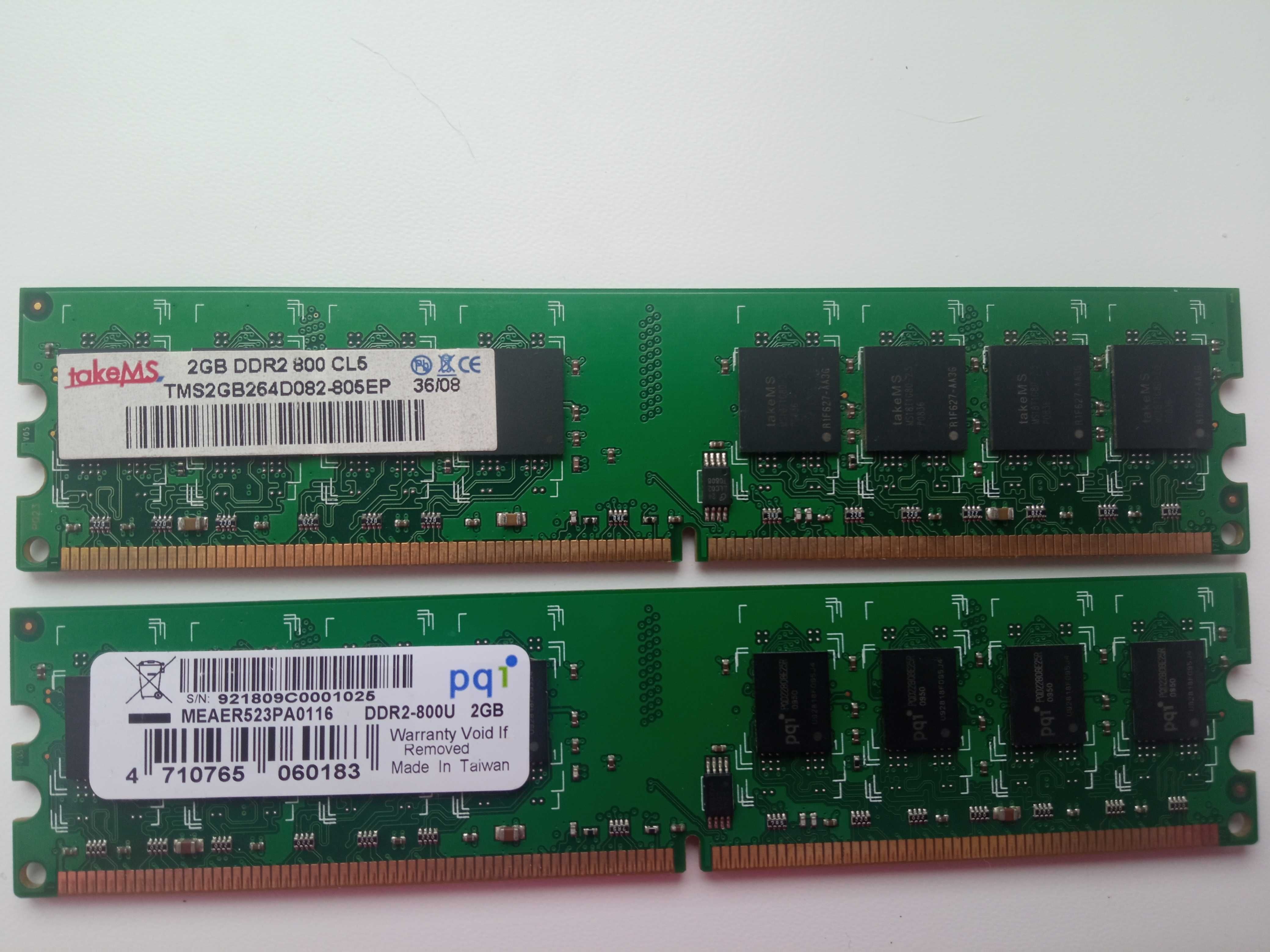 Оперативна память дві планки TakeMS 2 GB DDR2 800, PQI 2 GB DDR2 800-U
