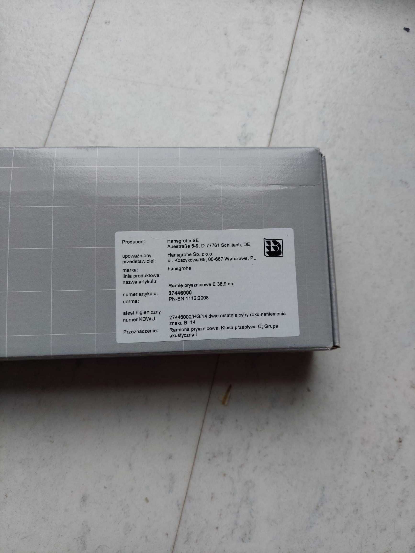 Hansgrohe ramię prysznicowe E 38,9cm