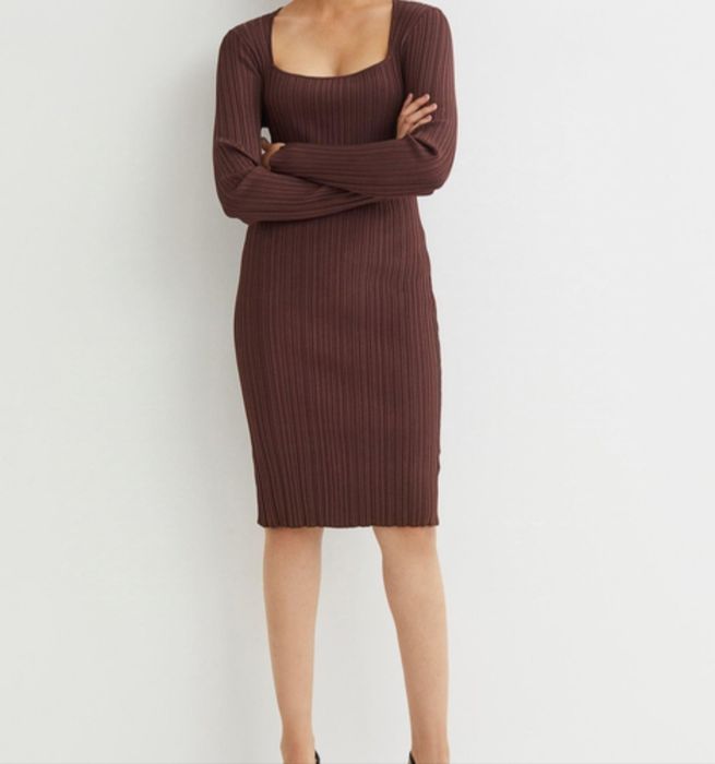 H&M Коричневе плаття з квадратним вирізом, М-ка