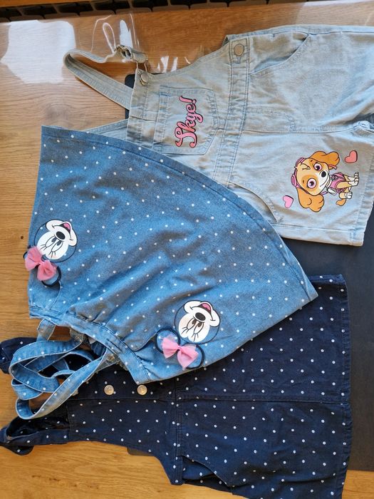 3 sztuki ogrodniczek spódniczka na szwlkach ogrodniczki r. 116