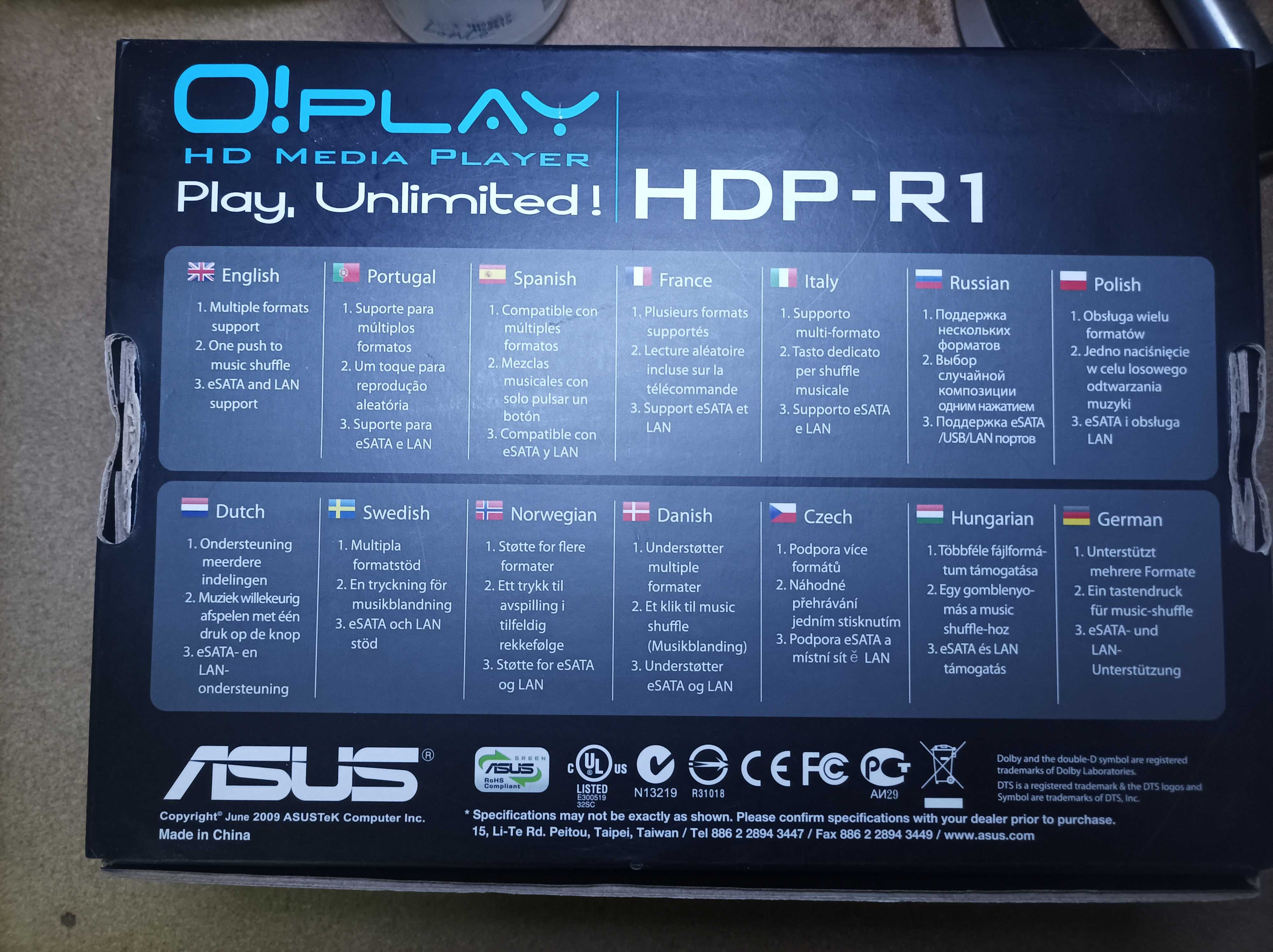 Leitor Multimedia Asus Oi play HDP-R1