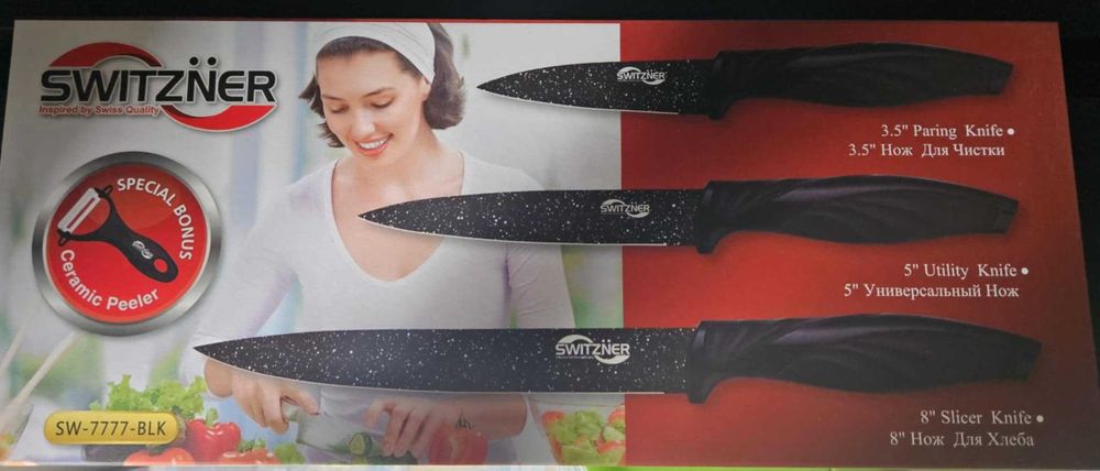 Zestaw noży 3szt + obieraczka