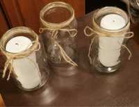 Słoiki litrowe z białymi świecami 15 cm (16 szt.)