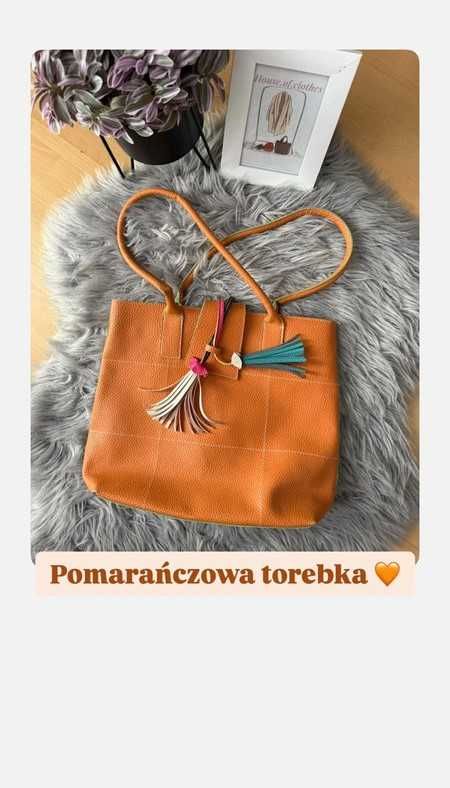 Torebka, damska, na ramię, do pracy, do biura, pomarańczowa duża