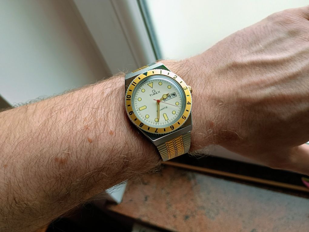 Timex Q Reissue TW2V18600 rzadki bi-color złoto srebrny świetny stan !