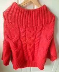 Koralowy sweter Cocomore onesize