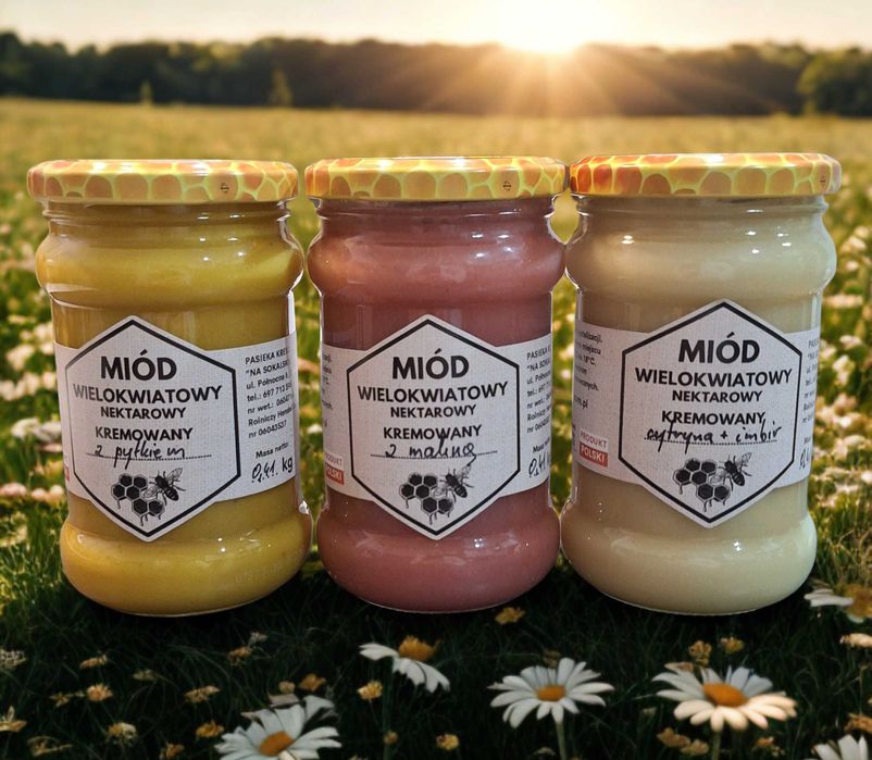 3 x miód kremowany z dodatkami do herbatki i na odporność słoik 0,4 kg