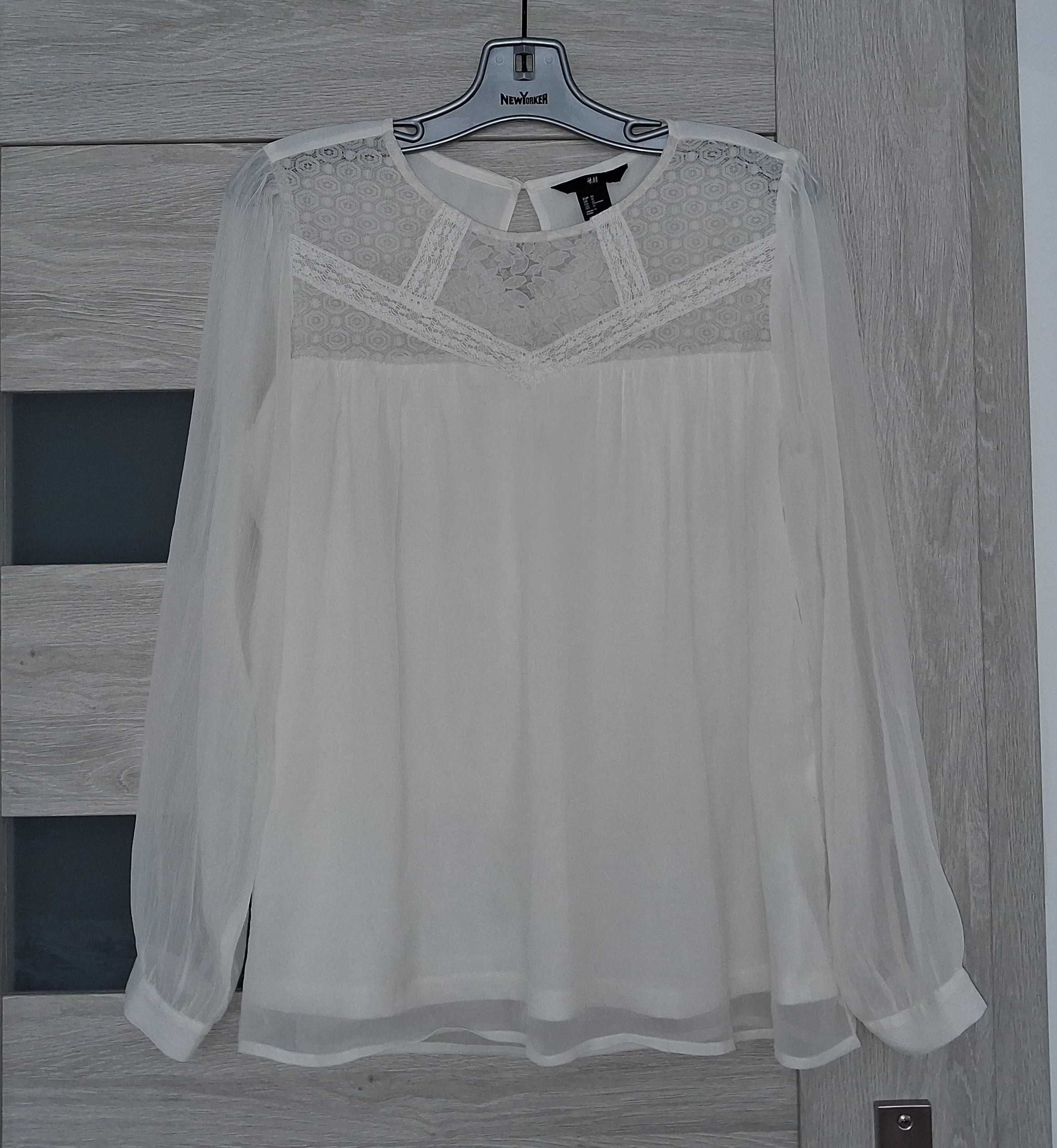 Śliczna Elegancka Biała Bluzka Bluzeczka H&M r. XL