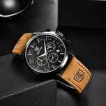 Zegarek Męski Elegancki Chronograf +Pudełko skóra naturalna wysyłka