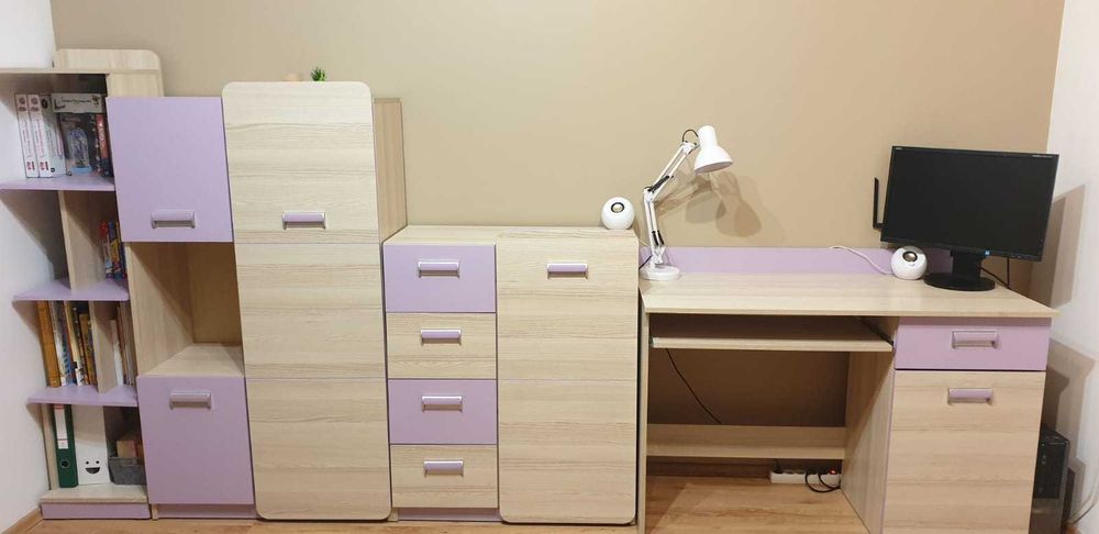 Meble dziecięce LORENTO dla dziewczynki. 6el. stan BDB Duży komplet