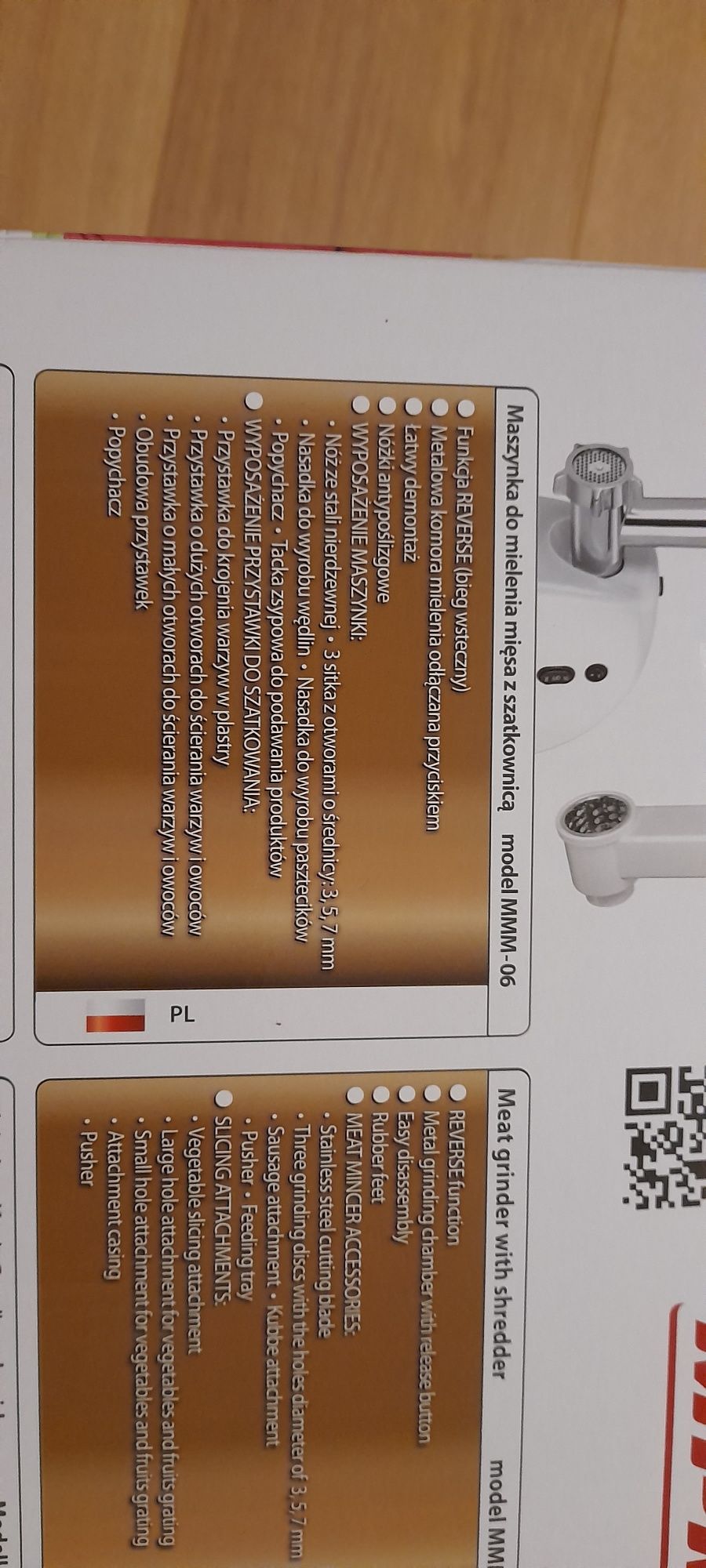 Maszynka do mielenia mięsa + szatkownica model MPM MMM-06