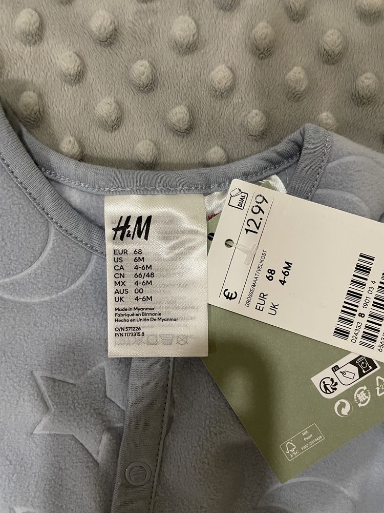 новий Флісовий Комбінезон H&M, розмір 68 на 4-6 місяців