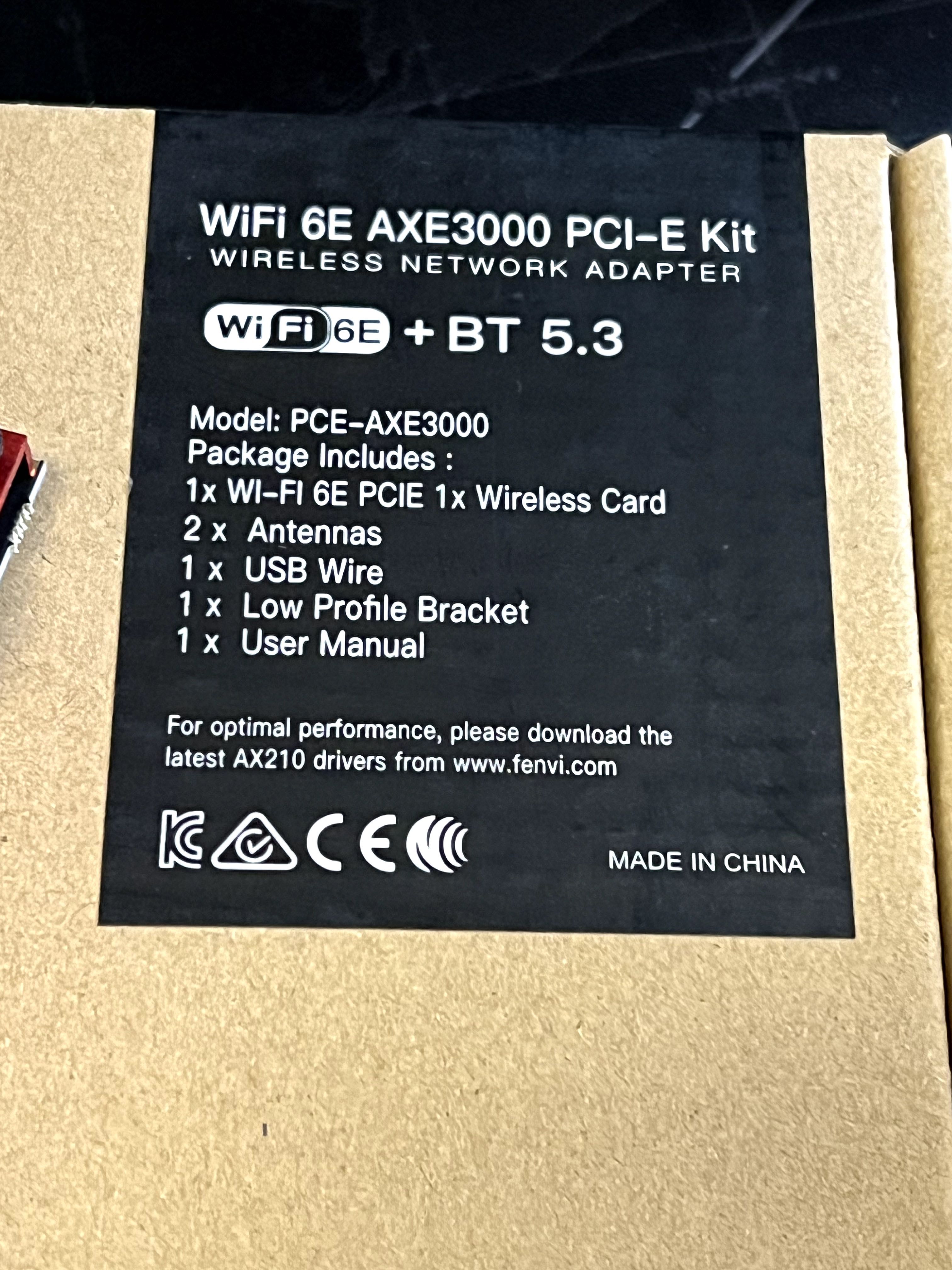 Адаптер Wi-Fi 6E PCI-E FENVI PCE-AXE3000 + Bluetooth 5.3