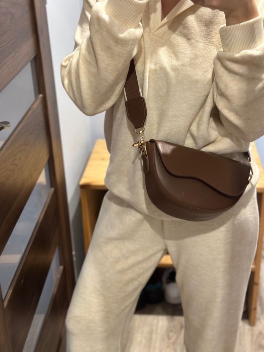 Torba damska na ramie Saddle bag Czekoladowa