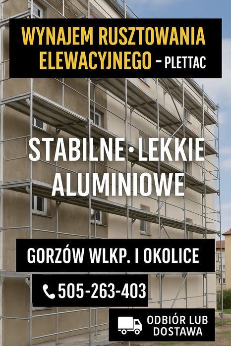 Wynajem Rusztowanie rusztowania elewacyjne typ Plettac budowa remont