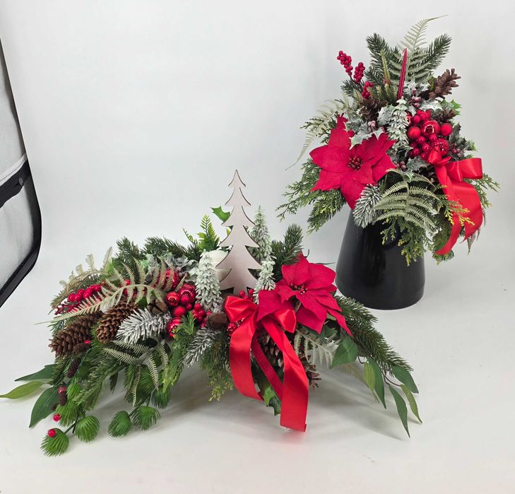 Komplet na grób, świąteczny, Boże Narodzenie, wiązanka na cmentarz