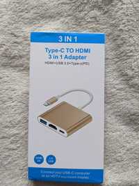 Кабель перехыдник (Адаптер 3 в 1) Type-C to HDMI+PD+USB 3.0