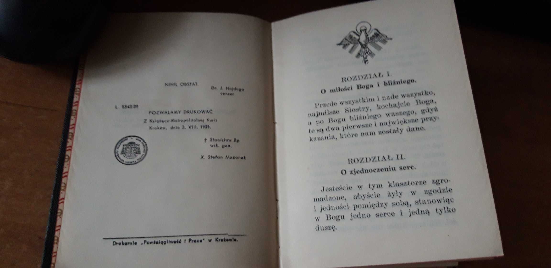 KONSTYTUCJE Instytutu SS Kanoniczek Ducha Św. - Kraków 1929 skóra cudo