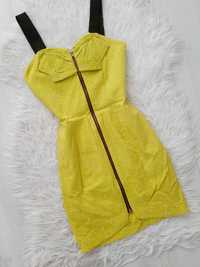 River Island przepiękna żółta sukienka 34 XS