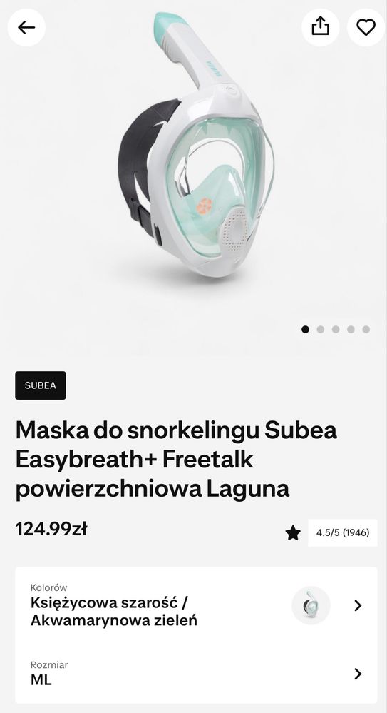 Maska do snoorklingu Decathlon M/L nowa