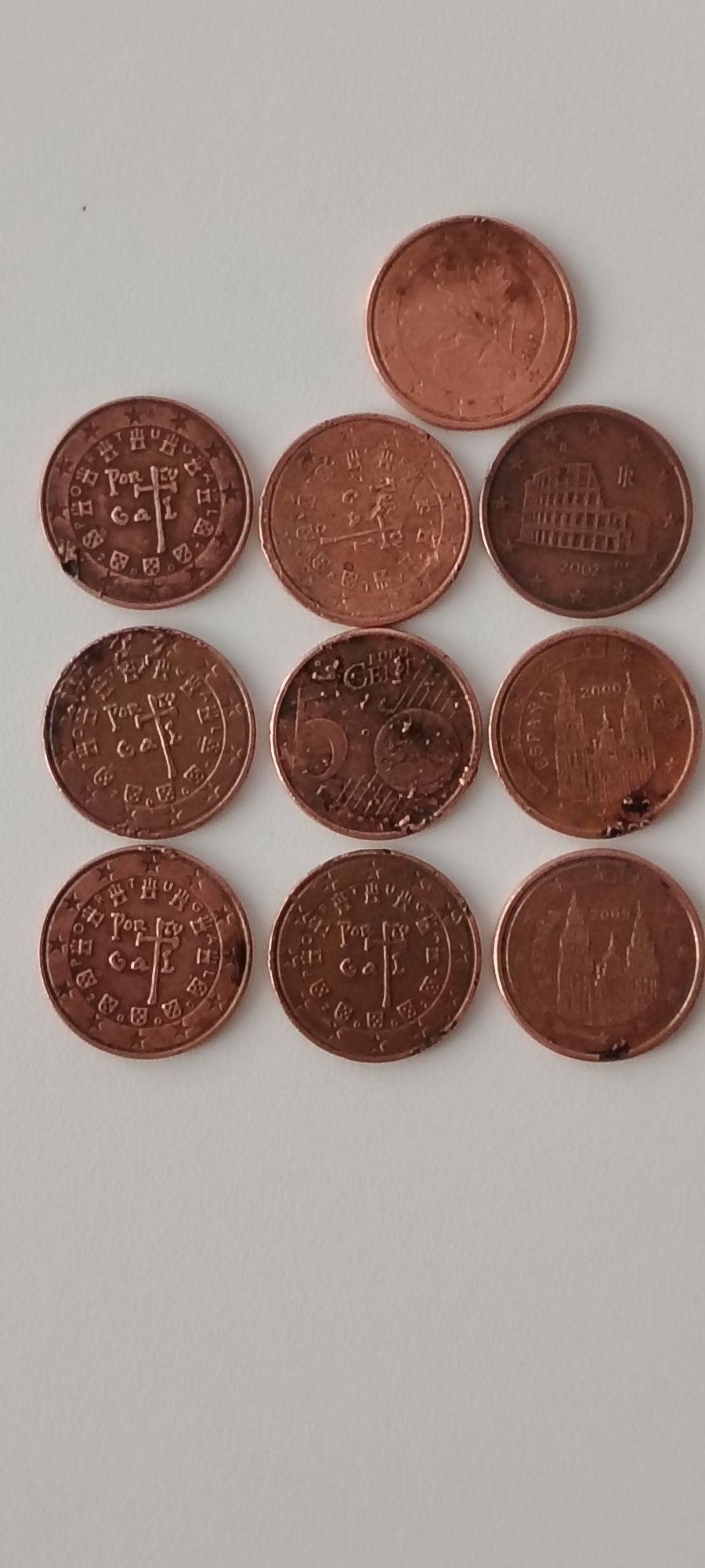 37 moedas de 1,2 e 5 Cts com defeitos.