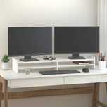 Vidaxl Podstawka Na Monitor, Biała, 100X27X15 Cm, Lite Drewno Sosnowe