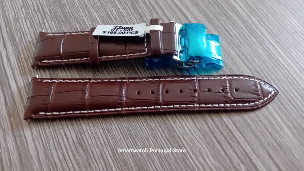 Bracelete em pele, fecho borboleta : Castanha escura