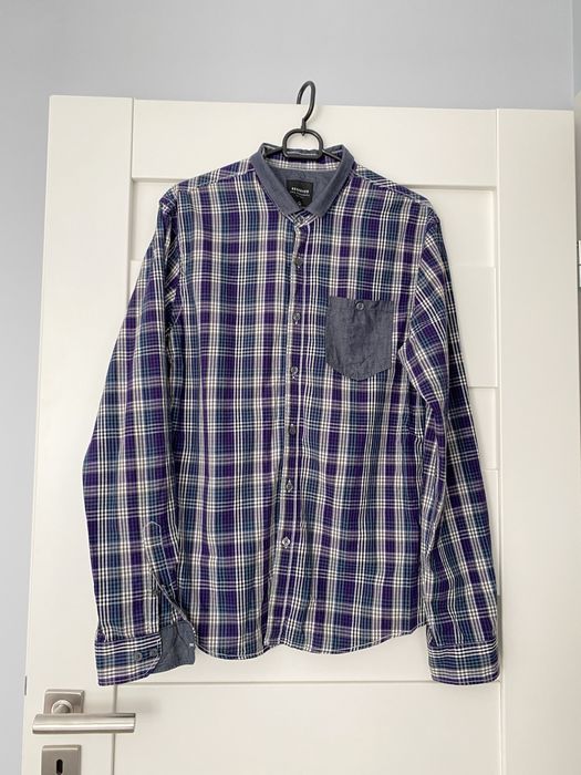 Koszula Męska Nowa Reserved Fioletowa Krata Kratka M Slim Fit