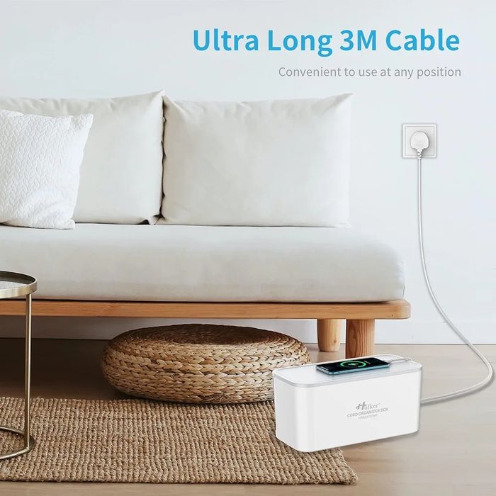 Hulker Przedłużacz 2 m z USB pudełko do przechowywania kabli, 5 gniazd