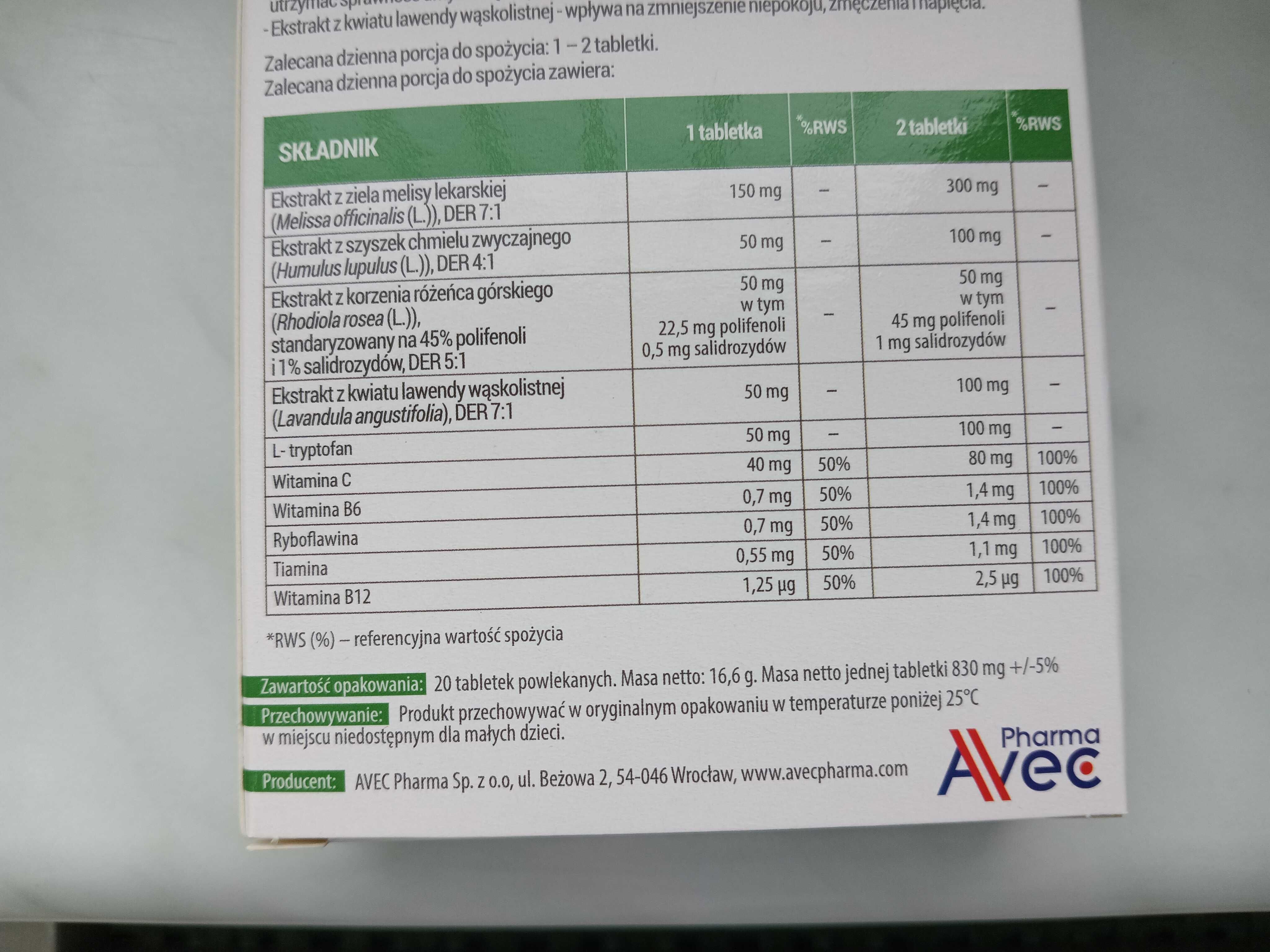 SEDAREL spokój i relaks 20 tabletek