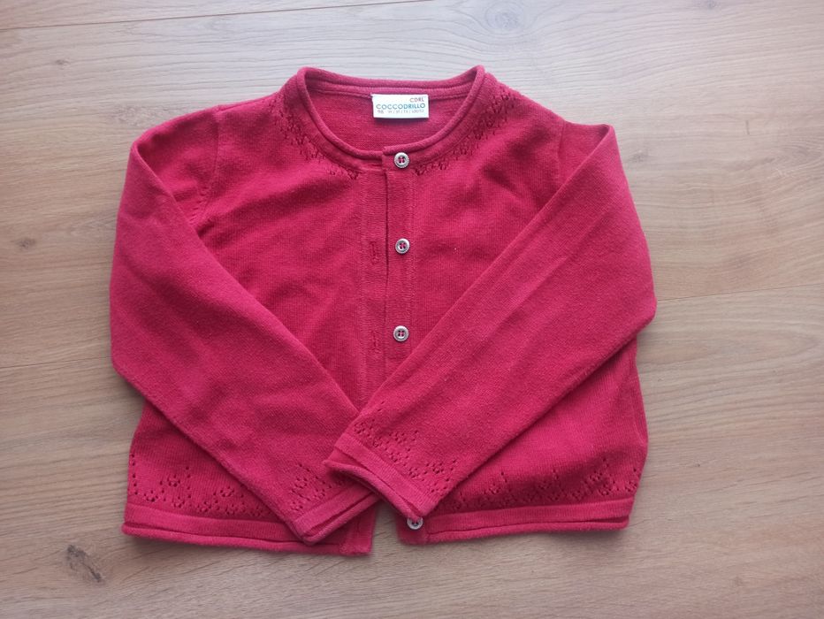 Rozpinany sweterek czerwony dla dziewczynki rozmiar 98 Coccodrillo