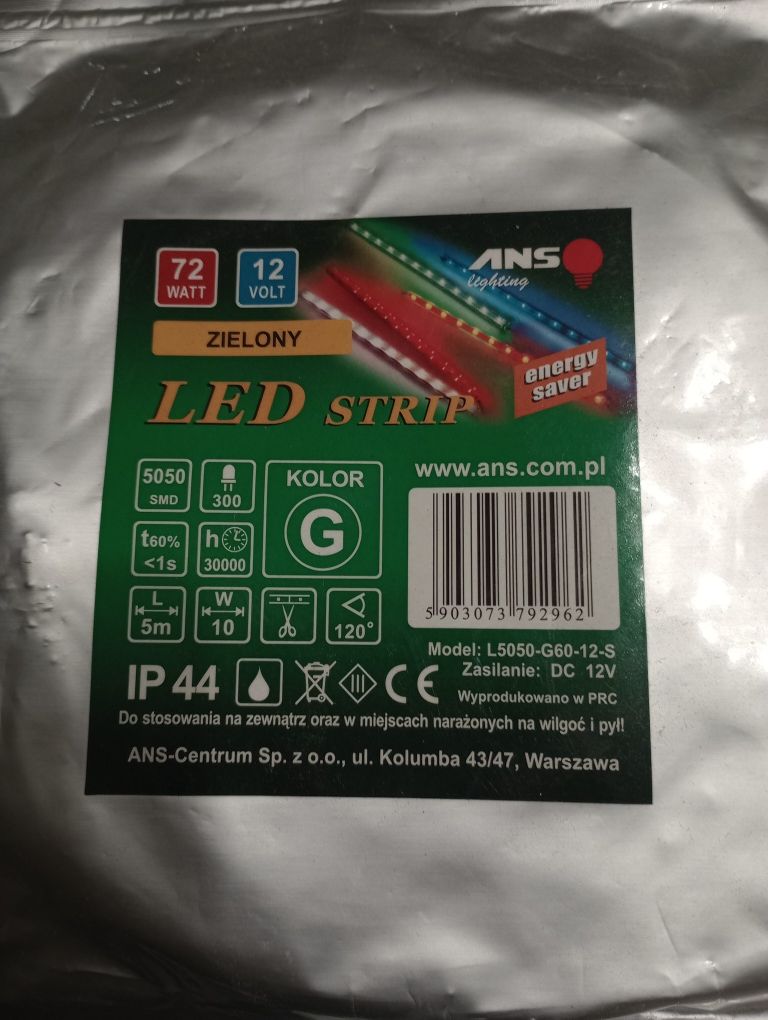 Taśma LED 12V zielona 5m 72W