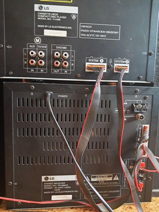 wieża LG FR-686, 2xgłośniki, pilot moc 240