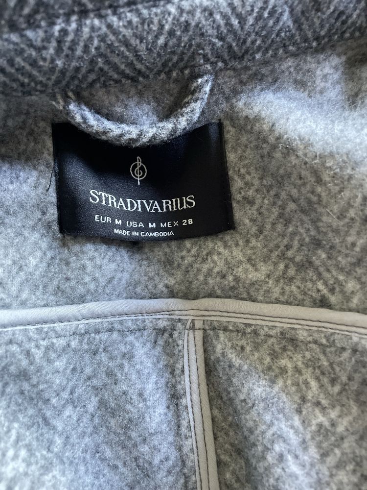 Kurtka jodełka Stradivarius szara M krotki plaszczyk