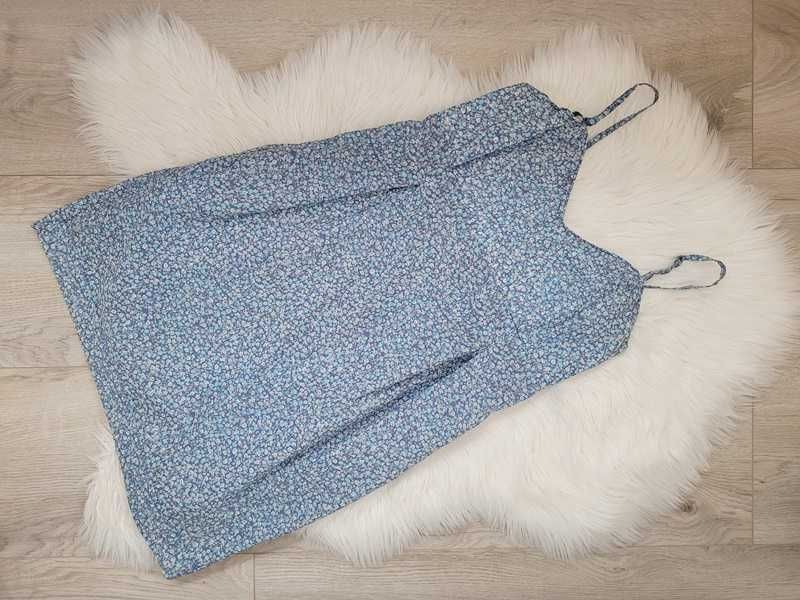 Biało-niebieska, letnia, mini / krótka sukienka w kwiaty Reserved 38 M