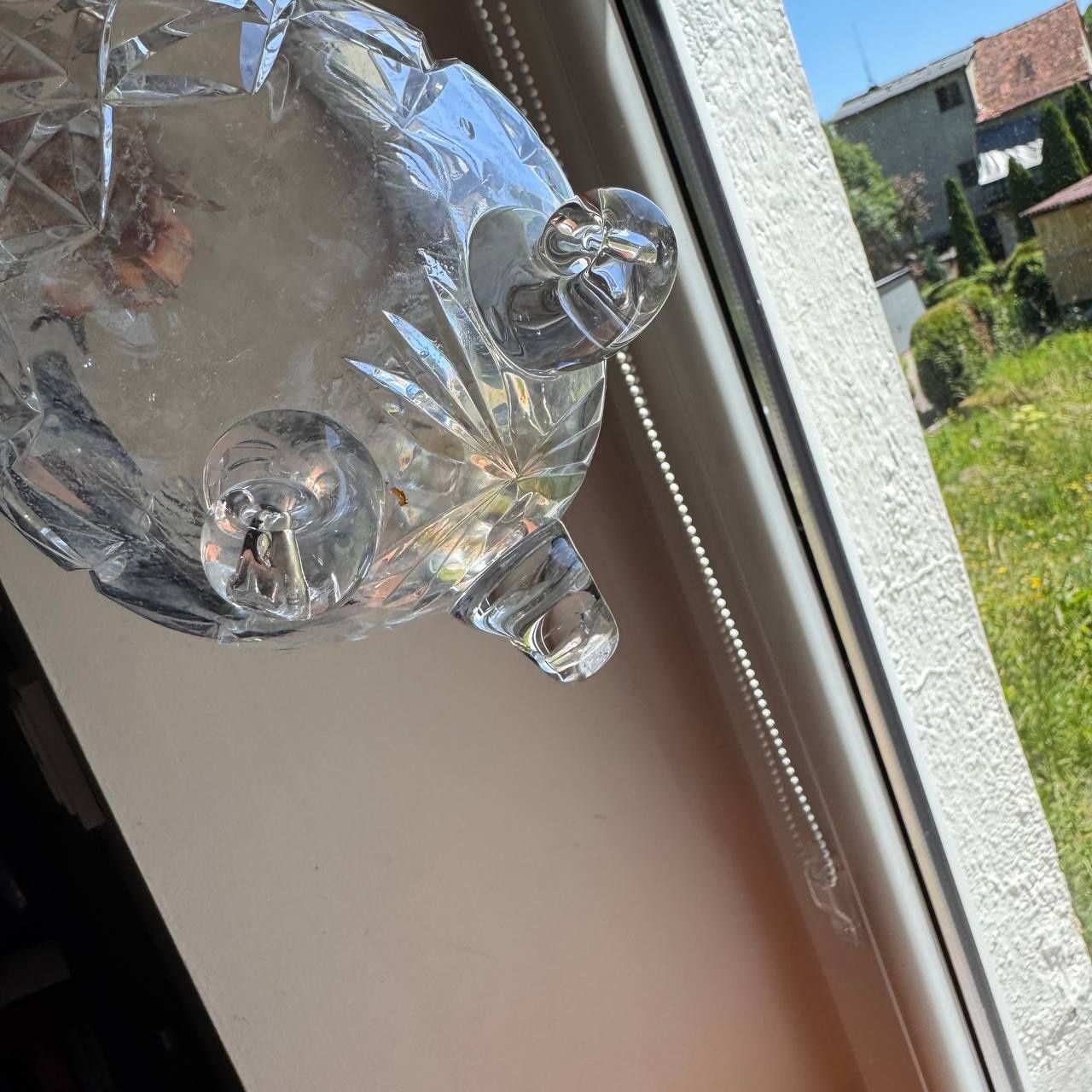 Karafka kryształowa na trzech nogach Huta Julia PRL