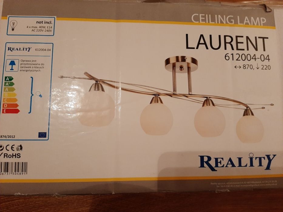 Plafon lampa Reality Laurent 4xE14 Patyna nowy