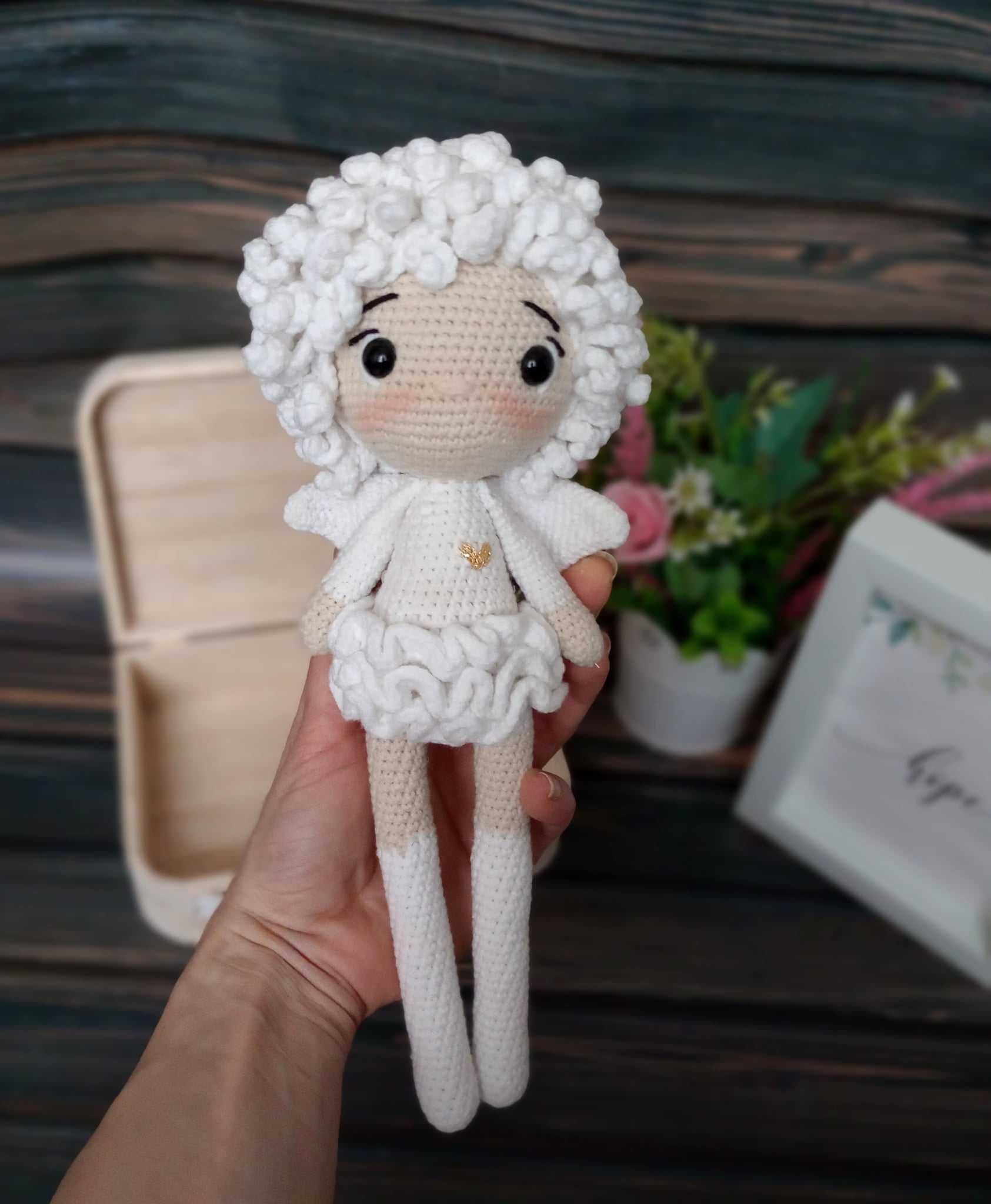 Anioł szydełko handmade rękodzieło komunia chrzest