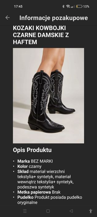 Sprzedam kozaki z haftem