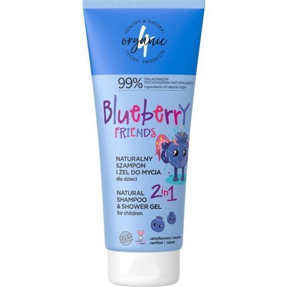 4Organic Szampon i Żel Do Mycia Dzieci Blueberry Friends 200ml